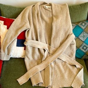 Lauren Manoogian open-front oversize cotton-blend cardigan in beige/ecru